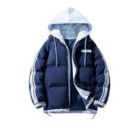 YOSUWOAI Veste d'hiver pour homme - Veste matelassée thermique épaisse avec capuche - Doudoune ample - Bloc de couleurs - Veste d'hiver avec poches Y2K Streetwear Puffer - Veste à capuche confortable