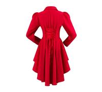 YOSUWOAI Veste victorienne steampunk pour femme - Manteau médiéval vintage gothique - Manches longues - Chemise de smoking - Manteau de pirate Renaissance - Vêtement punk - Costume baroque, P rouge