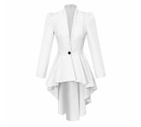 YOSUWOAI Veste victorienne steampunk pour femme - Manteau médiéval vintage gothique - Manches longues - Chemise de smoking - Manteau de pirate Renaissance - Vêtement punk - Costume baroque, O blanc