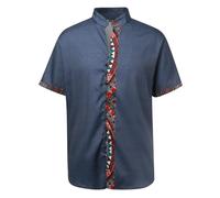 YOSUWOAI Vêtements africains pour hommes Dashiki Chemise africaine Patchwork Sac Imprimé Afrique Chemise Africaine Tribal Robe Chemises Traditionnelles pour Club Party, Z01 bleu marine, XXL