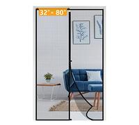 Yotache 81x203cm Moustiquaire Porte à Fermeture Aimantée en Fibre de Verre Maille Ultra Fine Boucle Coupe-Vent Anti-insectes Sreen door Noir
