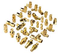 YOTENKO 30-Type SMA & RP-SMA Male Female RF Coax Adapter Kit 50 Ohm | Laiton plaqué or, 50 Ohm | Droit, 90°, 45°, type T. Pour FPV, Baofeng, Yaesu Radio, SDR et caméra IP