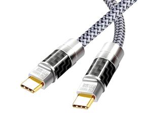 YOTETION Câble de type C vers C de 15,2 m, 4K @ 60 Hz 100 W, charge rapide - Fibre de carbone tressée, transfert de données haute vitesse pour Xreal MacBook Pro, iPad Pro, iPhone 15 Pro Galaxy S22