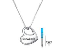 YOTHIWAD Collier urne funéraire en forme de cœur pour cendres, chaîne avec gravure pour toujours dans mon cœur, en acier inoxydable, bijou souvenir pour les êtres chers avec kit de remplissage, Acier