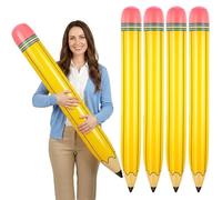 YOTHORN Lot de 4 grands crayons gonflables de 111,8 cm, pour décoration de fête de remise de diplôme, ballons de bienvenue à l'école, pour salle de classe, jardin, décorations de fête d'anniversaire