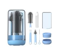YOTIME Brosse pour biberon, kit de nettoyage de biberon de voyage avec brosse extensible en silicone, brosse de nettoyage pour tétons, brosse à paille, distributeur de savon, bouchon anti-poussière et