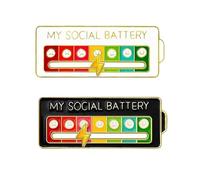 Yotlein 2 Pièces My Social Battery Pin, Badge Social Battery, Broche Drôle D'Humeur Sociale pour 7 Jours, Créative Épingle Emotionnelle Amusante pour la Santé Mentale (Blanc+Noir)