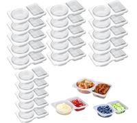 Yotlein 20 Pcs BoîTes à GoûTer RéUtilisables, Snack Box, Contenants Plastique Avec 2 Compartiments, Double Compartment Condiment Container, Mini Snack Pack Container With Lids, Pour Sauces ApéRitifs