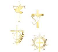 Yotlein 4 Pièce Decoration Communion Croix, Decoration Bapteme, Decoration Gateau Communion, Décorations de Gâteaux avec Croix et Colombe, pour Mariage, Anniversaire, Noël, Fête et Plus Encore