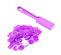 Yotlein Kit de Bingo Magnétique, Bâtons De Bingo Magnétiques,1 Bâton Magnétique + 100 Jetons Loto,Jetons Magnétiques avec Stick,Jeu Éducatif pour Enfants et Accessoire Pratique de Stockage (Violet)