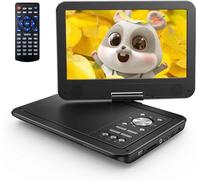 YOTON Lecteur DVD portable de 12,5" avec écran pivotant HD de 10,5" pour voiture et enfants, batterie intégrée, écouteurs/AV-IN/AV-OUT/USB/carte SD/synchronisation TV et formats VCD/MPG/JEPG (non
