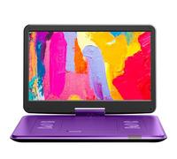 Yoton Lecteur DVD Portable de 17,5" avec Grand écran pivotant HD de 15,6", 6 Heures d'autonomie avec Batterie intégrée, Deux Haut-parleurs stéréo, Prend en Charge USB/Carte SD/synchronisation TV et