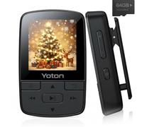 YOTON Lecteur MP3 32 Go, Lecteure MP3 Bluetooth 5.2 avec Clip, Mini Design(28g), Son HiFi intégrés, Podomètre, Minuterie, Enregistreur Vocal, Radio FM, Idéal pour Le Sport