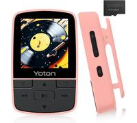 YOTON Lecteur MP3 64 Go avec Clip, Mini Musique MP3 Bluetooth 5.2, Super léger (28.5g),Son HiFi sans Perte, Radio FM, Chronomètre, Enregistreur, Podomètre, etc, avec Écouteurs, Vert (Rose)