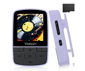 YOTON Lecteur MP3 Baladeur avec Bluetooth 5.2, 64 Go de mémoire, Radio FM, Enregistrement Vocal, contrôle du Volume indépendant, Casque Inclus, Extensible jusqu'à 128 Go de Carte SD, Violet