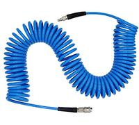 YOTOO Tuyau de compresseur d'air en polyuréthane 15 m de long 6 mm de diamètre intérieur x 9,5 mm de diamètre extérieur avec limiteur de coude, coupleur rapide et prise Europe 1/4'' Bleu