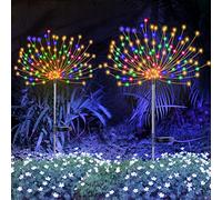 YOTOZU Lot De 2 Lampes Solaires De Feu D'artifice - 120 Led - 40 Fils De Cuivre - Décoration De Jardin - Pour Allée, Allée, Jardin, Décoration De Noël, Fêtes (multicolore)