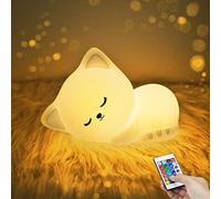 YOTOZU Veilleuse Chat Rechargeable Par Usb Avec Capteur Tactile Et Télécommande 4 Modes 16 Couleurs Pour Filles, Enfants, Tout-petits, Bébés Et Enfants Cadeaux De Noël(Télécommande)