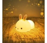 YOTOZU Veilleuse Mignonne En Forme De Lapin Rechargeable Par Usb, Blanc Chaud Et 7 Modes De Respiration Pour Filles, Enfants, Tout-petits, Bébés Et Enfants Cadeau De Noël(Pas de télécommande)