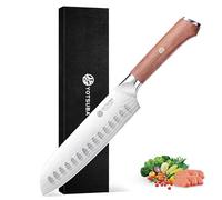 YOTSUBA Couteau Santoku, 7 Pouces Couteau de Cuisine, Couteau Japonais en Acier Inoxydable à Haute Teneur en Carbone, Ultra Sharp Pour Hacher les Légumes et Cuisiner