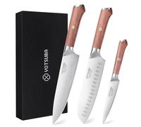 YOTSUBA Set de Couteaux de Cuisine 3 Pièces Pour Chaque Tâche - Inoxydable & Durable - Set de Couteaux Comprenant un Couteau de Chef, un Couteau Santoku et un Couteau Universel