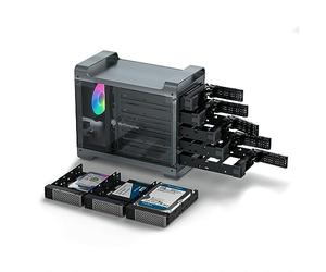 Yottamaster Boîtier Raid de Disque Dur à 5 Baies, Axé sur Le Jeu RGB Boitier Multi Disque Dur pour HDD/SSD de 3,5"/ 2,5", Support Raid 0/1/3/5/10/JBOD (SPAN)/Cloner/PM, Ventilateur de 80 mm [DF5RU3]
