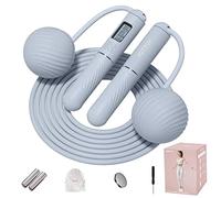 YOTTOY corde à sauter sans fil avec compteur - 2 en 1 grande corde lestée pour femme avec écran LCD (bleu)