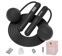 YOTTOY Corde à sauter sans fil avec compteur - Corde sans corde 2 en 1 avec grande corde à sauter sans fil lestée pour femme avec écran LCD (noir)