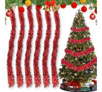 Yotutun 10 Pcs Guirlandes Tinsel Noël 1,9M Brillants Métalliques Suspendues - Décorations pour Sapin, Fête, Murs, Fenêtres