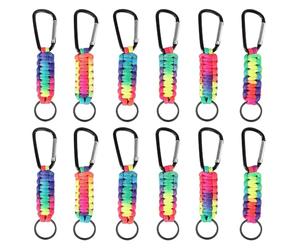 yotutun 12 Pièces Paracorde Porte-clés avec Mousqueton, Multifonction Lanière Tressée pour Clés, Couteau, Lampe de Poche, Camping, Randonnée, Les Voyages en Sac à Dos