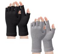 yotutun 2 Paires Demi-Doigts Gants, Unisexes Gants de Poignet sans Doigts d'Hiver Demi-Doigts Mitaines Tricotées pour Femme et Homme Gants sans Doigts d'Hiver Chauds Extensibles