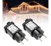 yotutun 2 Pièce 31V 6W Clignoteur pour Guirlande, Transformateur pour Guirlande LED Adaptateur Pilote Basse Étanche IP44 avec 8 Modes et Minuterie Fonction pour Décorations de Noël Eclairage de Jardin