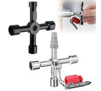 yotutun 2 Pièces Clé Universelle Multifonction 4 Voies, Clé Triangle avec Carrée Outil Polyvalent Clé Ouverture pour Compteur Eau Radiateurs Compteurs Gaz Ascenseurs Coffret Electrique Poubelle