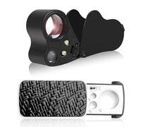 yotutun 2 Pièces Loupe de Bijoutier Éclairées, 30X 60X 90X Illuminé Loupe Grossissante, Loupe de Poche Pliable avec Lumière UV et Lumière LED pour Inspection de Diamants Gemme Pièce Timbre Roche, Noir