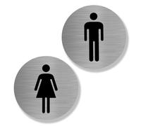 yotutun 2 Pieces Plaque Toilettes WC Hommes Femmes, Plaque de Porte Signalétique Aluminium Brossé Signalisation WC pour Toilette Porte Restaurant Publique Hôtel Cafétéria 100 x 100 mm