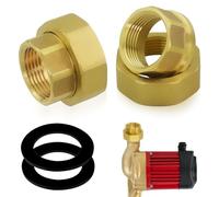 yotutun 2 Pièces Raccord de Pompe 1 1/2" x 1", Rallonge de Robinet 1/2" DN25 avec Raccord Vissé Amovible en Laiton avec 2 Joints D'éTanchéIté pour Pompe de Circulation, Chauffage