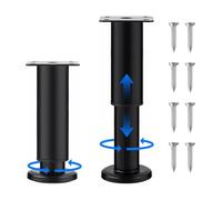 yotutun 2 Pieds de Meubles Réglables (18-30 cm) en Acier Inoxydable - Pieds en Acier Laminé à Froid - Pieds pour Meubles, Canapé, Pieds D'armoire, Lits - Noir