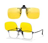 yotutun 2Pcs Clip Lunettes Conduite De Nuit Polarisées, Lunettes de Vision Nocturne Verres Jaunes Polarisés Anti-Éblouissement UV400 HD Vision pour Hommes Femmes Conduite Outdoor Sports