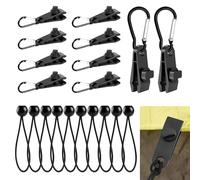 yotutun 30 Pièces Clip de Bâche Tente, 10 Clips de Bâche Robustes + 10 Cordon Elastique avec Boule + 10 Pinces à Mousqueton pour Fixation Camping Tentes Couvertures Auvents Bannières
