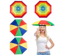 yotutun 4 Pièces Chapeau Parapluie de Tete, Casquette Parasol Parapluie Pliable Chapeau Coloré de Pêch Avec Bandes Élastiques Chapeaux de Parapluie pour Pêche Randonnée Plage Pédestre