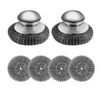 yotutun 4 Pieces Eponge Metallique avec 2 Poignées, Eponge Grattante Éponge Vaisselle Acier Inoxydable Éponges À Récurer Réutilisable pour Nettoyer la Vaisselle, Les Casseroles, L'évier