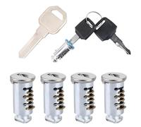 yotutun 4 Pièces Serrure Coffre de Toit, Noyaux de Serrure pour Barres de Toit Compatible Thule, Kit de Serrures avec Clé pour Sécurité Barres Porte Bagages de Toit pour Coffres Porte-Vélos