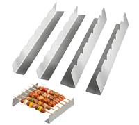 yotutun 4 Pièces Support Brochette Acier Inoxydable, Racks à Brochettes pour Barbecue avec 6 Encoches Grille à Brochettes pour Grillades en Plein Air Camping Restaurants de Barbecue