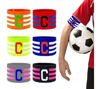yotutun 6 Pièces Brassard de Capitaine de Football, Élastique Taille Ajustable Capitaine Foot Brassard Standard C Football Brassard pour Sports de Balle Adulte Junior Enfant