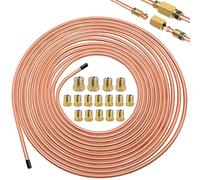 yotutun 7,62m Tuyau de Frein en Cuivre, Ø3/16" (4,75mm) avec 16 Écrous de Fixation Conduite Générale de Fein en Cuivre Kit de Conduite Générale de Frein de Rechange pour Automobile