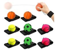 yotutun 8 Pièces Balle de Retour Poignet, Balle Poignet Elastique avec Corde Balle de Poignet en Caoutchouc Balle De Bande De Poignet Base-Ball et Football pour Enfants Adultes Exercice ou Jouer