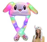 yotutun Chapeau de lapin Mignon Lapin Peluche Chapeau Oreille Bouger Saut Bonnet Mobile Lapin Peluche Chapeau Cadeau d'anniversaire pour Enfants Filles Petite amie, Blanc