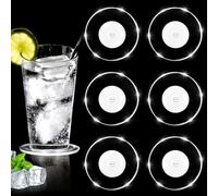yotutun Dessous de Verre LED Lumineux Blanche, 6 Pièces Dessous de Verre Dessous de Verre en Acrylique Rond Étanches sous-Verre Lumineux LED Multicolore pour Les fêtes, Les Mariages, Les Bars