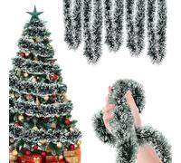 yotutun Guirlande de Noël, Guirlandes Tinsel Noël, 8M Guirlande Sapin avec 24 Nœud Rouges doré, Guirlande Tinsel Métallique Scintillantes pour Décoration Cheminée Fenêtre Mur Porte