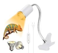 yotutun Lampe Chauffante Tortue, Lampe Reptiles Lampe Terrarium et Amphibiens avec 2 Ampoules E27 50W UVA/UVB et Pince Pivotante à 360° pour Tortue Serpent Lézard Cacatoès Caméléon (Blanc)